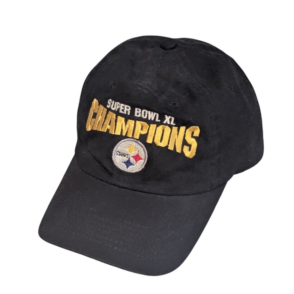Vtg PITTSBURGH STEELERS Super Bowl XL Champions Headmasters‎ Cap Hat Adjustable